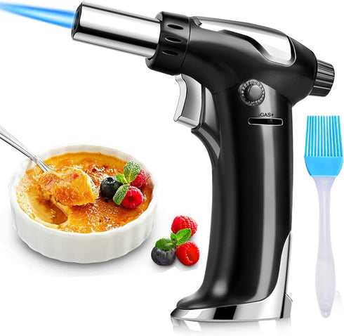 DYD Butane Torch, Culinary Torch Refillable Kitchen Cooking Torch Lighter with Safety Lock and Adjustable Flame for Baking Brulee Creme Cooking BBQ Crafts(Butane Gas Not Included)