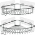 STARICH Adhesive Shower Shelves Corner Caddy Shelf for Inside Tile Walls Shampoo Conditioner Organizer Stainless Steel Bathroom Rack with Hooks Bath Tub Drill Free Rust Proof Basket 2 Pack Chrome
