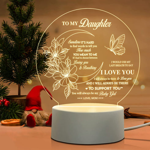 BeneCharm Daughter Gifts from Mom - Christmas Gifts for Daughter, to My Daughter Birthday Graduation Wedding Gifts - Personalized Acrylic Night Light Gifts for Daughter from Mothers