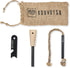 KonvoySG Premium Magnesium Traditional Ferrocium Rod Firesteel - Includes Hemp Cord Tinder Superior Wooden Handle/Grip Leather Lanyard - Essential Fire Starter Camping Survival Kit