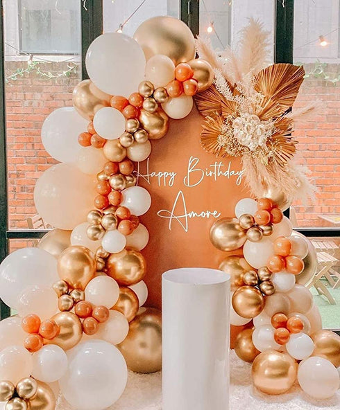 Orange with Gold Balloon Garland Arch Kit-Cream White Orange Gold Balloons for Wedding Decoration Baby Shower Decorations Birthday Party Decoration