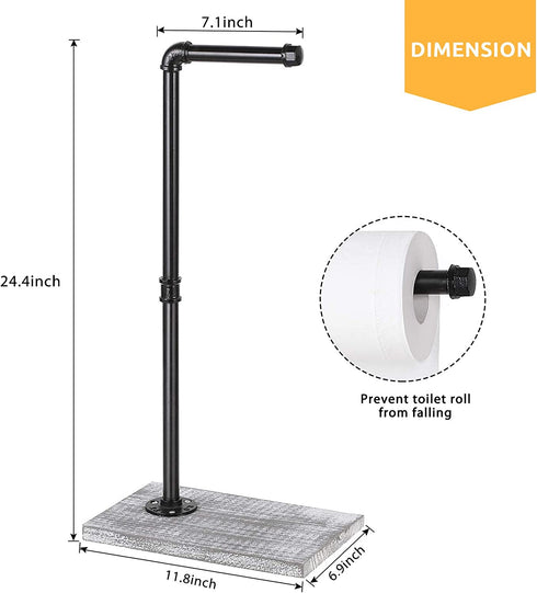 MOOACE Industrial Toilet Paper Holder Stand, Paper Pipe Tissue Roll Tower Holder for Bathroom, Washroom Rustic Gray