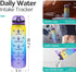 Elvira 32oz Motivational Water Bottle with Time Marker & Removable Fruit Infuser, Leakproof BPA Free Wide Mouth, Ensure You Drink Enough Water Daily for Fitness and Outdoor Activity