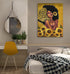 African American Canvas Wall Art Black Woman With Butterflies Paintings Sexy Black arounded by Sunflower Canvas Paintings Afro Women Picture Black Queen Inspirational Wall Art Hanging Poster Painting Black Girl Photography Abstract Watercolor Sunflower Pa