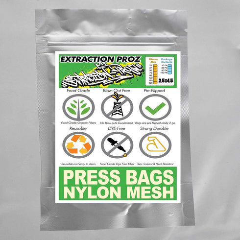 Extraction Proz 2.5 x 4.5 Inch Nylon Micron Screen Mesh Tea Filter Press Bags 25 Pack (90 Micron)