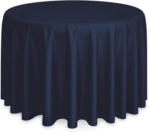 Lann's Linens - 120" Round Premium Tablecloth for Wedding / Banquet / Restaurant - Polyester Fabric Table Cloth - Navy Blue