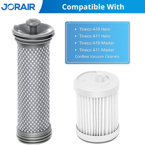 JORAIR Replacement Filter kit Compatible with Tineco A10/A11 Hero, A10/A11 Master Cordless Vacuums, 2 Pack Pre Filters & 2 HEPA Filter