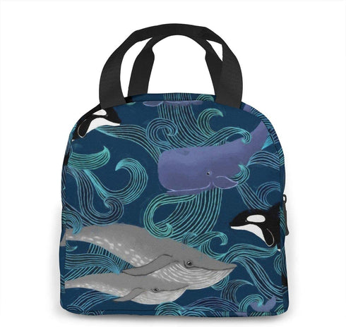 Whales Beautiful Ocean Giants Lunch Bag for Women Girls Kids Insulated Picnic Pouch Thermal Cooler Tote Bento Large Meal Prep Cute Bag Big Leakproof Soft Bags for Lunch Box, Camping, Travel, Fishing
