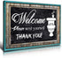 Teal Wall Art, Funny Bathroom Picture Wall Decor, Restroom Canvas Prints Black and White Please Seat Yourself Sign Rustic Turquoise Welcome Signs Painting Accessories Farmhouse Home Decoration 8 x 14"