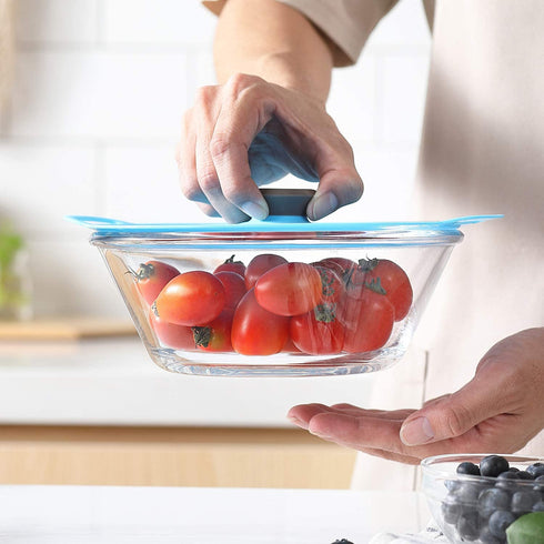 Silicone Lids, GUANCI Set of 6 Reusable Silicone Bowl Lids Reusable Suction Lids Microwave Covers Food Storage Cover Food-grade grip fits Cups, Bowls, Plates, Pots, Fridge Dishwasher Safe