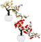 Artflower Plum Blossom Artificial Silk Flowers 2 Pack Simulation Flower with Ceramic Vase Fake Plant Potted Arrangement for Home Wedding Office DIY Living Room Party Garden Decoration (Mix)