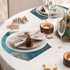 Modern Teal Turquoise Placemats for Round Table Set of 4 Grey Abstract Wedge Table Mats with Centerpiece Heat Resistant Washable Place mats for Indoor Outdoor Kitchen Dinning Table Decoration (5 Pcs)