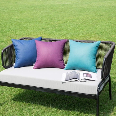MIULEE Pack of 4 Decorative Outdoor Waterproof Pillow Covers Square Garden Cushion Cases PU Coating Throw Pillow Cover Shell for Patio Tent Park Couch 16x16 Inch Navy Blue