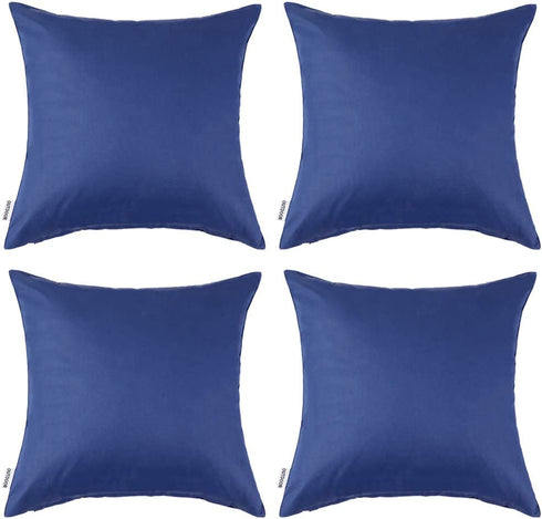 MIULEE Pack of 4 Decorative Outdoor Waterproof Pillow Covers Square Garden Cushion Cases PU Coating Throw Pillow Cover Shell for Patio Tent Park Couch 16x16 Inch Navy Blue