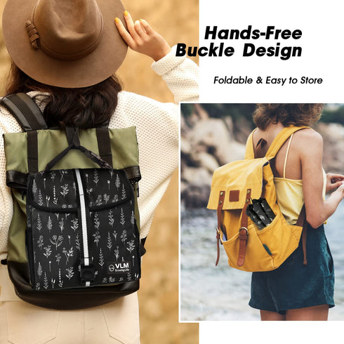 VLM Lunch Bags for Women,Leakproof Insulated Floral Lunch Box with Adjustable Shoulder Strap Reusable Zipper Cooler Tote Bag for Work,Picnic,Camping (Floral 2)