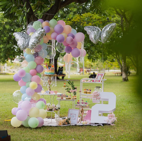 Beaumode DIY Pastel Balloon Garland Kit 104pcs Pastel Balloons for Kids Themed Birthday Backdrop Unicorn Butterfly Garden Cake Smash Photo Shoot Party Decoration Supplies
