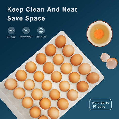 NEWFORCE 30 Grid Single Layer Egg Holder for Refrigerator, BPA Free Egg Storage Container for Fridge, Household Egg Organizer Storage Box for Kitchen & Farm