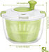 PTNITWO 5L Salad Spinner Large, Lettuce Spinner Dryer With Comfortable Handle, Safe Locking Lid and Non-slip Base, BPA Free, Vegetable Washer with Bowl for Cleaning and Drying Salad Greens and Fruit