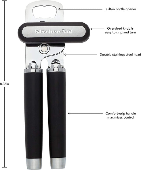 KitchenAid Gourmet Multifunction Can Opener / Bottle Opener, 8.36-Inch, Black