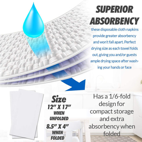 shawberri 100 Large Disposable Guest Towels for Bathroom, Premium Linen-Like, Multi-Fold, Cloth-Feel Napkins, a Hygienic Solution for Kitchen, Party, Weddings and Events