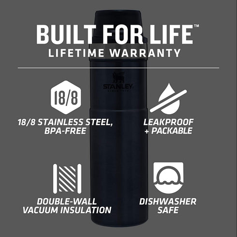 Stanley Classic Trigger Action Travel Mug 12, 16, 20 oz Hot & Cold Thermos Double Wall Vacuum Insulated Tumbler for Coffee, Tea & Drinks BPA Free Stainless-Steel