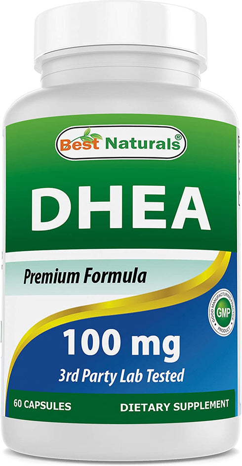 Best Naturals DHEA 100mg Supplement 60 Capsules - Supports Balanced Hormone Levels for Men & Women - Promotes Healthy Aging - USA Manufactured