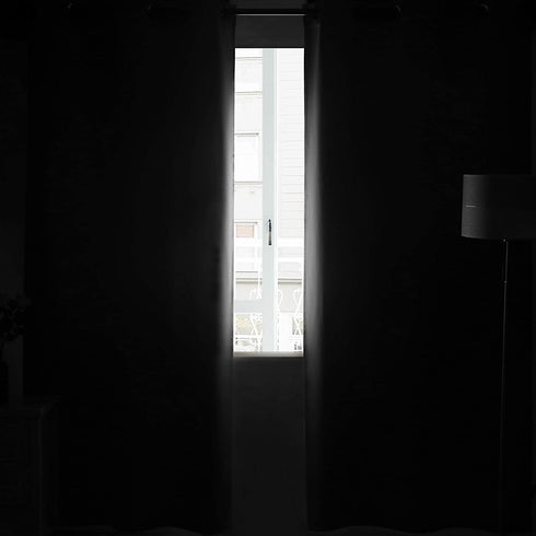 DWCN Black Thick Blackout Curtains Room Darkening Thermal Insulated Block Out Light Grommet Window Drapes for Bedroom Panel 42 x 84 Inches Long, Set of 2