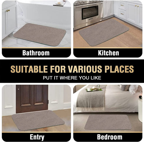 MieMieMie Thin Brown Bath Rugs for Bathroom, Non Slip Washable Bath Mats Rug, Absorbent Bathroom Floor Mat, Bathroom Carpet for for Tub, Shower and Bath Room (Brown), 18In x 28In