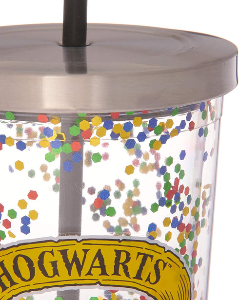 Spoontiques Hogwarts Glitter Cup w/Straw