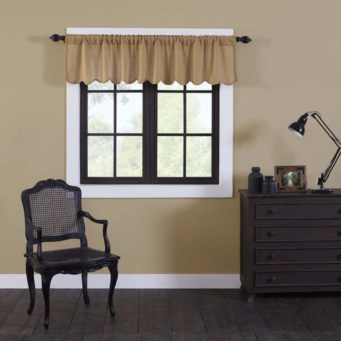 Burlap Natural Scalloped Valance 16x72