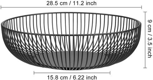 Metal Wire Countertop Fruit Storage Basket Stand for Living Room, Kitchen, Pantry, Office?11 inch(black-hemisphere)