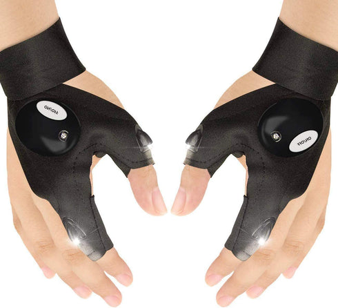 COMSHOW LED Flashlight Gloves, Stocking Stuffers for Men, Men Gifts for Dad Boyfriend, LED Light Gloves for Men, Women, Mechanics, Electrician, Hands Free Gadgets for Fishing, Camping, Car Repair (B)
