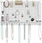 Comfify Rustic Jewelry Organizer - Wall Mounted Jewelry Holder w/Removable Bracelet Rod, Shelf & 16 Hooks - Perfect Earrings, Necklaces & Bracelets Holder - Pure White