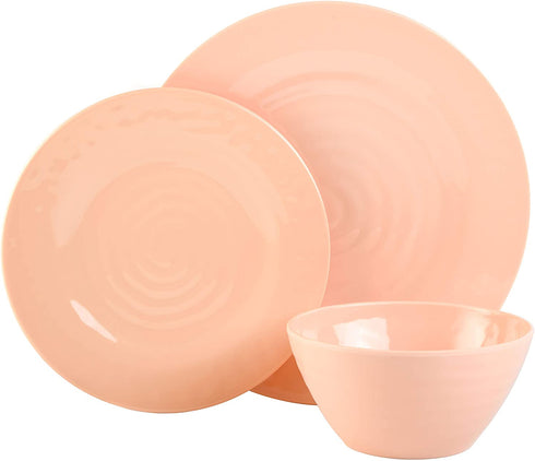 Gibson Home Brist Melamine Dinnerware Set, Service for Four (12pcs), Pastels
