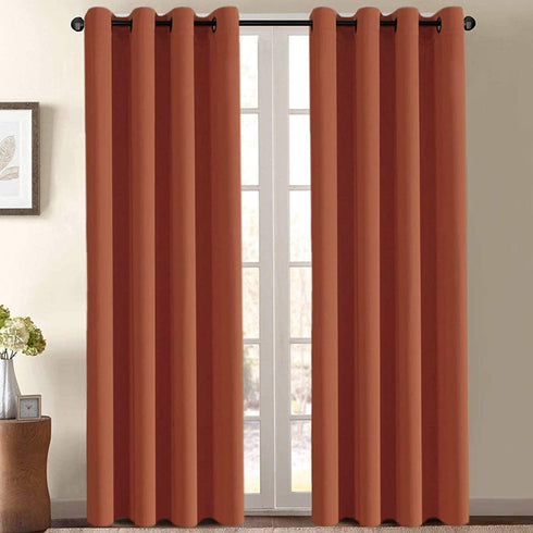 Ultra Soft Blackout Curtains for Bedroom 84 Inches Long Thermal Insulated Blackout Window Curtain for Living Room, Energy Efficicent Grommet Window Treatment Decorative Panel - Orange Ochre (1 Panel)