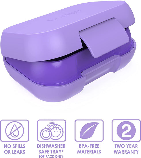 Bentgo Kids Snack - 2 Compartment Leak-Proof Bento-Style Food Storage for Snacks and Small Meals, Easy-Open Latch, Dishwasher Safe, and BPA-Free - Ideal for Ages 3+ (Purple)