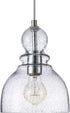 LANROS Farmhouse Mini Pendant Lighting with Handblown Black Sand Powder Glass Shade, Adjustable Cord Ceiling Light Fixture for Kitchen Island Hallway Kitchen Sink, Brushed Nickle, 7inch