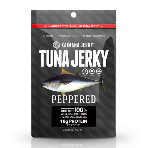Kaimana Wild-Caught Ahi Tuna Jerky - Peppered | Rich in Omega-3s & High in Protein | All-Natural & Organic Fish Jerky (2 oz)