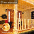 Ollny Curtain Lights LED Curtain Fairy Lights Outdoor, 6.6FT 8 Lighting Modes Window Wall Hanging String Lights Warm White with USB and Remote for Christmas Indoor Bedroom Wedding Party Easter Garden