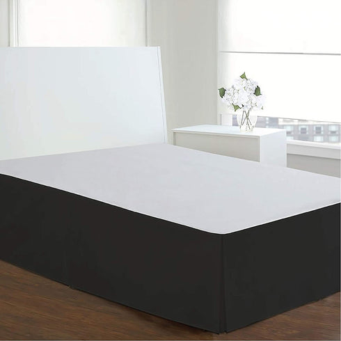Lux Hotel Microfiber Tailored Style Bed Skirt with Classic 14 Inch Drop Length, Full, Black