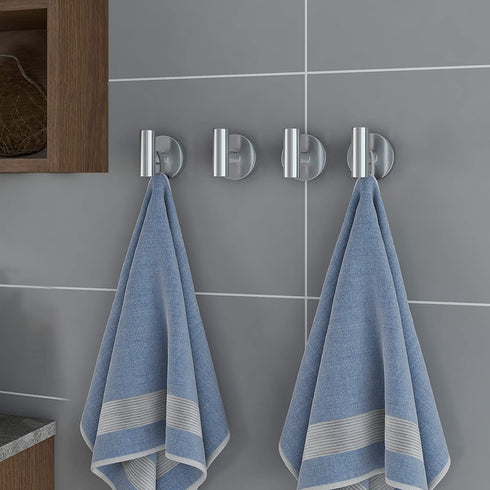 Bathroom Towel Hooks, Coat/Robe Clothes Hooks, Brushed Nickel SUS 304 Stainless Steel Wall Hook Heavy Duty for Bedroom,Kitchen,Restroom,Bathroom,Wall Mounted (Silver, 4 Pack)