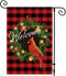 UPINLOOK Cardinal Christmas Garden Flag, Wreath Welcome Garden Flag Vertical Double Sided, Winter Valentine's Day Buffalo Check Plaid Rustic Farmhouse Yard Flag Outdoor Decoration 12.5 x 18 Inch
