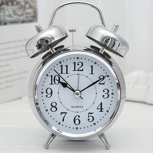 Sharp SPC800 Quartz Analog Twin Bell Alarm Clock (Silver)
