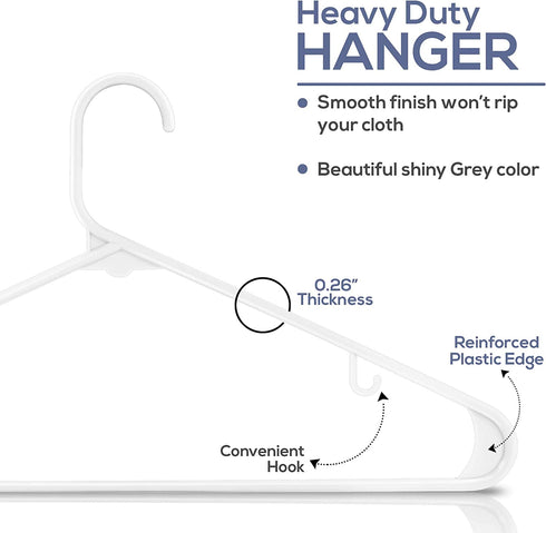 Utopia Home Plastic Hangers 30 Pack - Clothes Hanger with Hooks - Lightweight & Space Saving Plastic Hangers - Durable, Slim & Sleek White Hangers