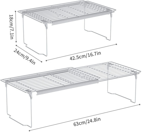 Cabinet Shelf Organizers, Expandable Shelf Organizer, Adjustable 16.7"-24.8" Length Thickened Pantry Shelf Cabinet Organizers and Storage for Kitchen Cupboard Bathroom Counter