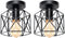 Hedume 2 Pack Semi-Flush Mount Ceiling Light, Retro Black Industrial Ceiling Light - Black Painting Metal Pendant Light Fixture for Hallway Stairway Bedroom Kitchen ( E27 )