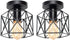 Hedume 2 Pack Semi-Flush Mount Ceiling Light, Retro Black Industrial Ceiling Light - Black Painting Metal Pendant Light Fixture for Hallway Stairway Bedroom Kitchen ( E27 )