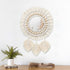 Dremisland Hanging Wall Mirror-Boho Macrame Fringe Round Decorative Mirror with Wood Beads Feather Pendant?Art Ornament for Apartment Home Bedroom Living Room