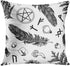 Britimes Throw Pillow Covers 18x18 Inches Home Decor Set of 4 Pillow Cases Decorative for Bed Sofa Cushion Couch Outdoor Capricorn Cat Feather Moth Gothic Pillowcases (Black and White) ¢‚¬¦