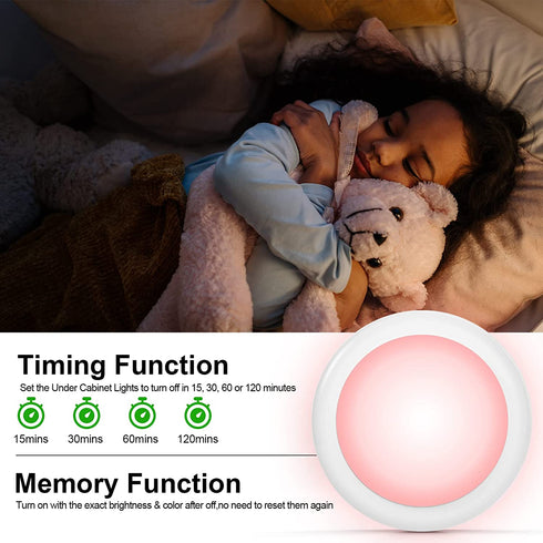 HFCDL LED Puck Lights with Remote Control, 50lm Wireless RGBW Color Changing Closet Battery Light, 13 Colors Stick-on Under Cabinet Lighting, with Dimmable Function ?6-Pack?